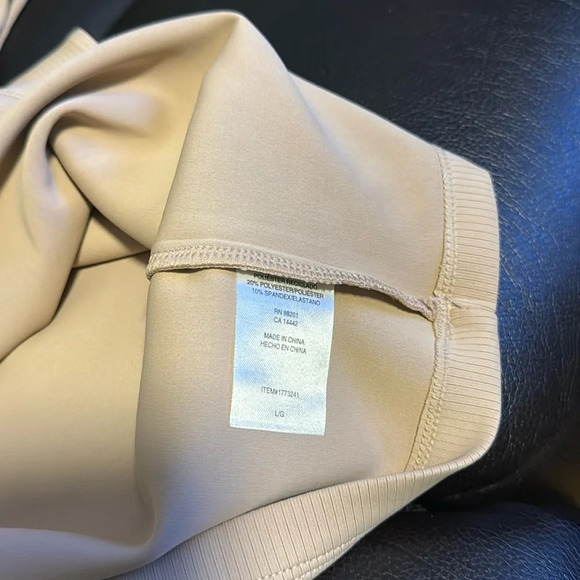 Mondetta Ladies' Soft Ribbed Short Sleeve Active Top, New Taupe (Tan) Large - Picture 6 of 11